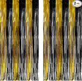 Black and Gold Party Streamers Decoration - GREATRIL Foil Fringe Backdrop for 2026 NYE/Anniversary/Farewell/Cocktail/Prom/EID/Birthdays - 3.2ft X 8.2ft - 2 Packs