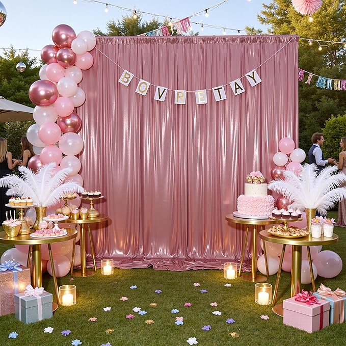 30ftx10ft Rose Gold Sequin Backdrop Curtain Panels for Parties, Wrinkle Free Glitter Photo Backdrop Drapes 6 Panels 5x10FT Shimmer Back Drop Cloth for Wedding Birthday Christmas Photography Background