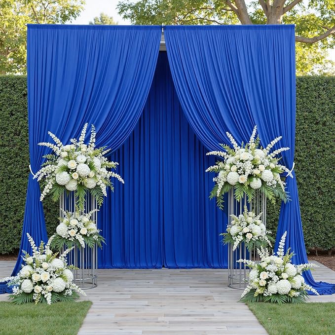 40ftx10ft Wrinkle Free Royal Blue Backdrop Curtains for Party Background, Silky Polyester 8 Panels Photo Backdrop Drapes Back Drop Cloth for Wedding Birthday Photography Baby Shower Decor