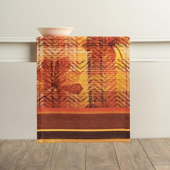 Maison d' Hermine Table Runner 100% Cotton Double Layer Table Runners 108 inches Long for Thanksgiving Christmas Decorations Home Kitchen Dining Party Wedding (Thanksgiving Tartan, 14.5" x 108")