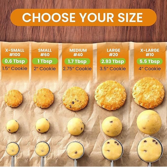 Spring Chef Medium #40 Stainless Steel Cookie Scoop for Baking - Multifunctional Cookie Dough Scoop with Trigger Release, 1.7 Tablespoon Food Scooper for Kitchen - Dishwasher Safe Melon Baller - Black