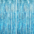 GCB 2Pack Blue Metallic Tinsel Foil Fringe Curtains, Blue Door Streamers Photo Booth Backdrop for Birthday Party, Tinsel Curtain Backdrop for Baby Shower Bachelorette Xmas Party Decorations
