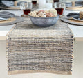 Chardin home Natural Jute Table Runner 13x72 Inch – Vintage Boho Rustic Table Decor – Handwoven Table Runner in Natural Jute and Grey – Farmhouse Dining or Console Table Accent