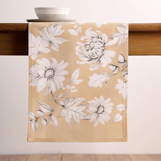 Maison d' Hermine Table Runner 100% Cotton Double Layer Table Runners 72 inches Long for Thanksgiving Christmas Decorations Home Kitchen Dining Party Wedding (Pretty Autumn, 14.5" x 72")