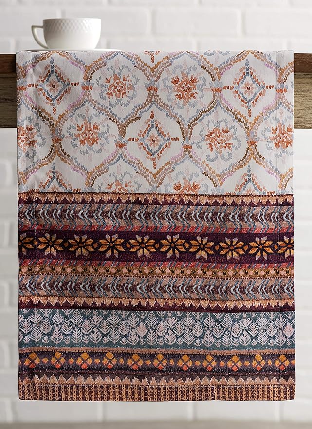 Maison d' Hermine Table Runner 100% Cotton Single Layer Table Runners 108 inches Long for Thanksgiving Christmas Decorations Home Kitchen Dining Party Wedding (Fair Isle, 14.5" x 108")