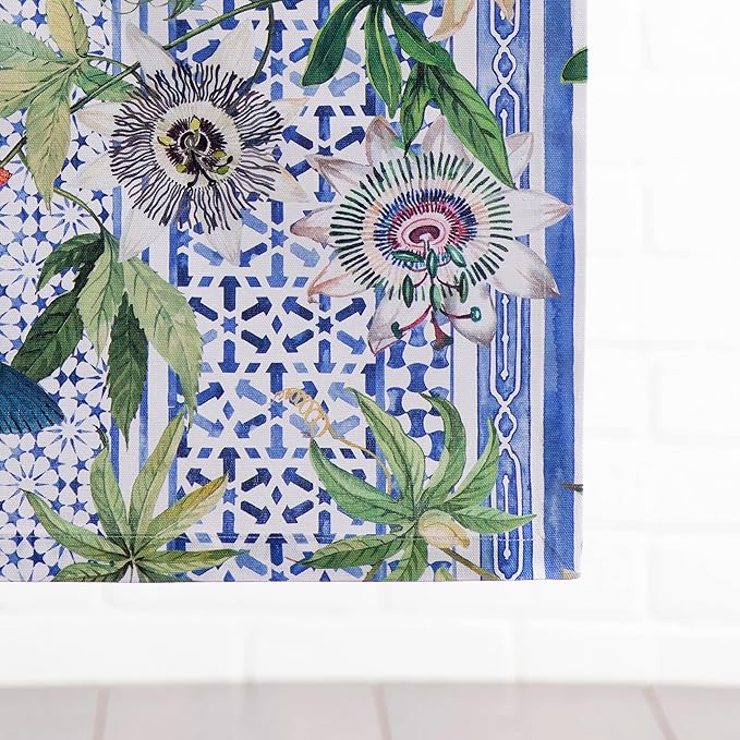 Maison d' Hermine Table Runner 100% Cotton Single Layer Table Runners 108 inches Long Decorative for Home Kitchen Dining Party Wedding Bridal Shower Spring Summer (Passiflora, 14.50" x 108")