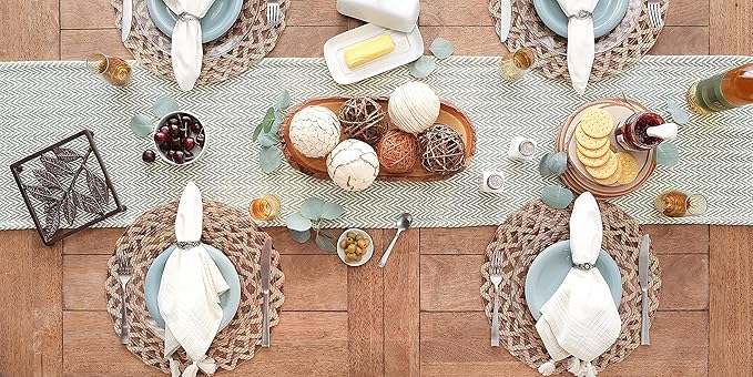 DII Woven Basic Tabletop Collection, Chevron Table Runner, 15x72, Artichoke