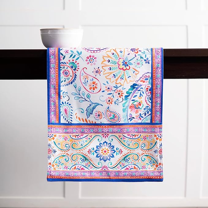 Maison d' Hermine Table Runner 100% Cotton Double Layer Table Runners 72 inches Long Decorative for Home Kitchen Dining Party Wedding Bridal Shower Spring Summer (Indian Floral, 14.50" x 72")
