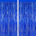 2 PCS Tinsel Backdrop, 3.28 FT x 7.05 FT Dark Blue Backdrop Curtains, Metallic Passover Fringe Curtains Party Streamer, Navy Blue Party Decorations Photo Props