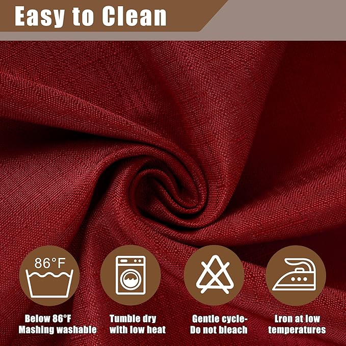 Fitable 2 Pack Faux Linen Christmas Tablecloths, Burlap Textured Fabric Table Clothes Rectangle, Rustic Decorative Table Covers for Winter Holiday Dinner Party Farmhouse (Red, 60 x 84 Inch)
