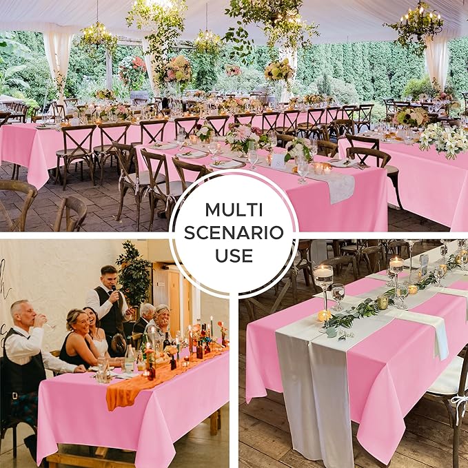 Fitable 8 Pack Table Cloth Rectangle Table: Stain and Wrinkle Resistant Tablecloth Rectangular, Washable Polyester Tablecloths for Wedding Party Dining Banquet Event Catering(Pink, 70x120 Inch)