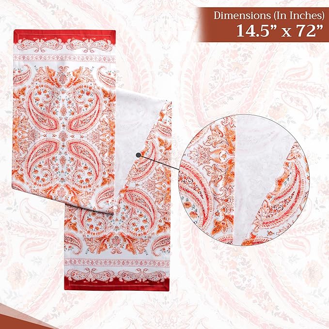 Maison d' Hermine Table Runner 100% Cotton Single Layer Table Runners 72 inches Long for Thanksgiving Christmas Decorations Home Kitchen Dining Party Wedding (Orient, 14.5" x 72")