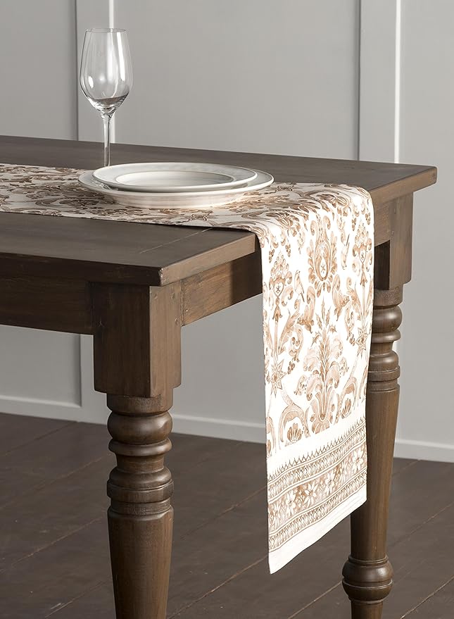 Maison d' Hermine Table Runner 100% Cotton Single Layer Table Runners 90 inches Long for Thanksgiving Christmas Decorations Home Kitchen Dining Party Wedding (Allure, 14.5" x 90")