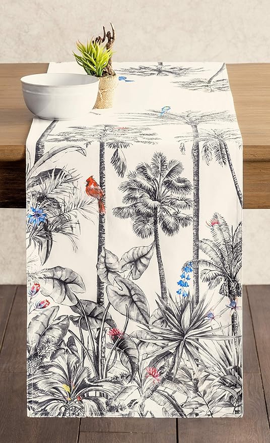 Maison d' Hermine Table Runner 100% Cotton Double Layer Table Runners 108 inches Long for Thanksgiving Christmas Decorations Home Kitchen Dining Party Wedding (Amazonia, 14.5" x 108")
