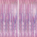 Crosize 2 Pack 3.3 x 9.9 ft Laser Pink Foil Fringe Backdrop Curtain, Streamer Backdrop Curtains, Streamers Birthday Party Decorations, Tinsel Curtain for Parties, Galentines Decor, Preppy, Photo Booth