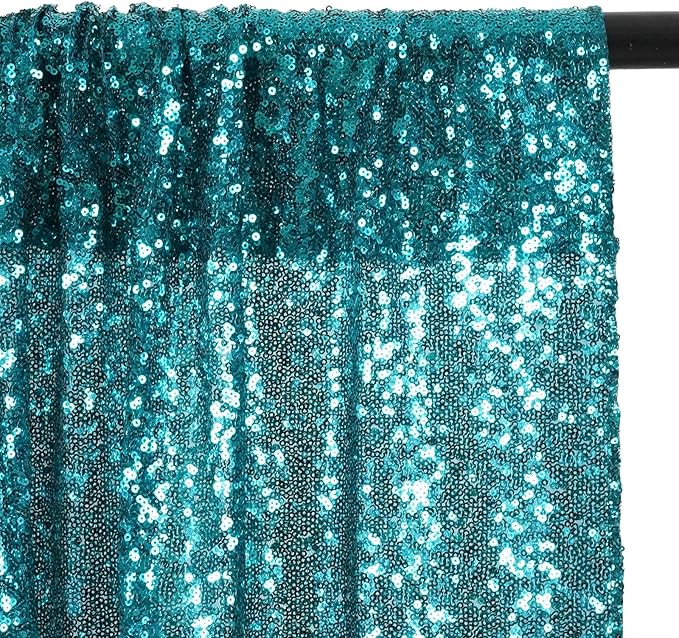 Poise3EHome Teal Sequin Backdrop Curtain,4 Panels 2FTx8FT Glitter Background for Party Birthday Party Baby Shower Wedding Christmas Thanksgiving Halloween Holiday Festival Decor