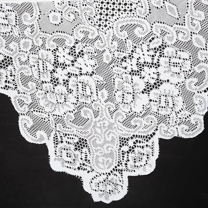 Juvale Rectangular Lace Tablecloth - White Lace, 54 x 72 in Vintage Floral Scalloped Polyester - Wedding & Tea Party Table Cloth & Baby Shower Tablecloth (Pack of 2)