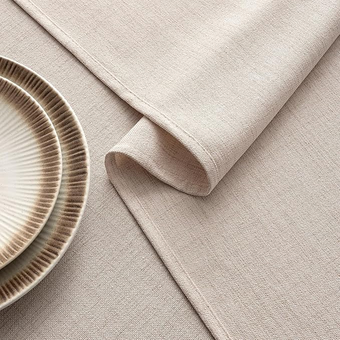 MIULEE Natural Linen Tablecloth 60x84 Inch Rectangle Table Cloth Waterproof,Stain Resistant & Wrinkle Resistant for Dining Party Wedding