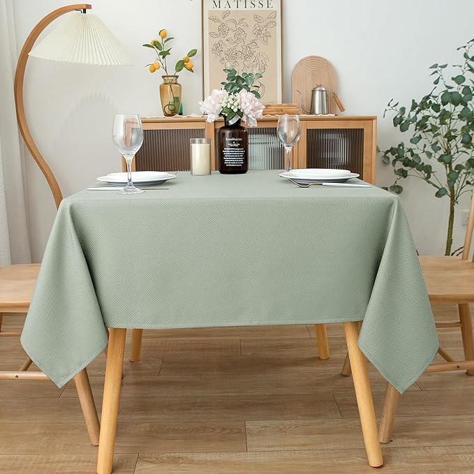 Biscaynebay Square Tablecloth 60x60 Inch-Sage Card Fabric Table Cover-Small Folding Tablecloths Linen Water Resistant Washable for Kitchen Dining Picnic Patio Outdoor Party Restaurant Tables