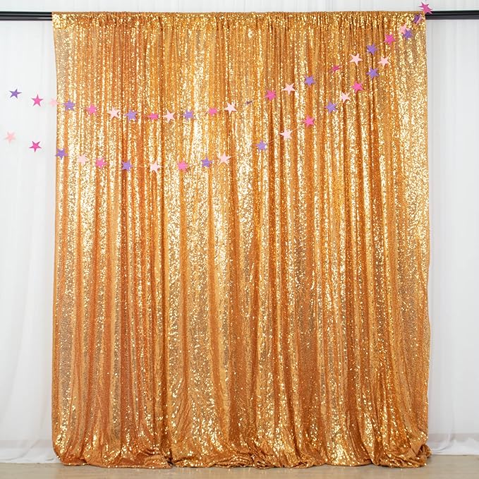 ShinyBeauty Sequin Gold Backdrop - 10x10FT for Photography, Wedding, Baby Photo Booth, Birthday Party & More