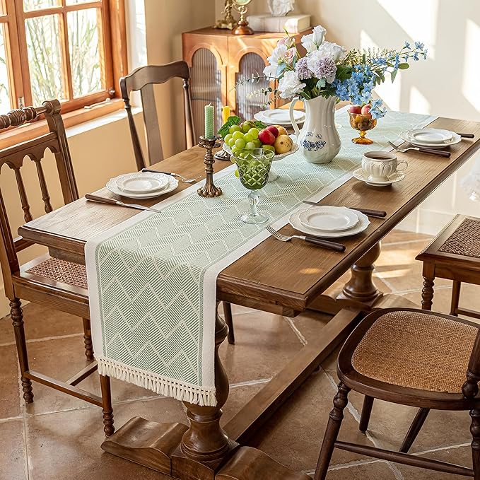 Table Runners 119 Inches,Waterproof Boho Table Runner with Tassel Fringe,Table Runner for Party Coffee Table