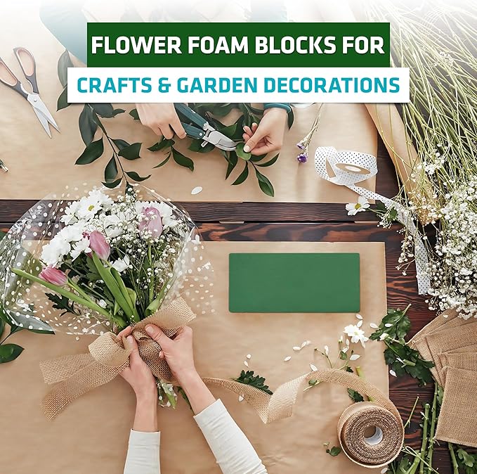 3 PCS Wet Floral Foam Blocks for Fresh Flowers, Each (5.5"L x 3.1"W x 1.7"H) Green Foam for Flower Arrangements, Florist Bricks for Weddings, Birthday Gifts, Crafts and Garden Decorations