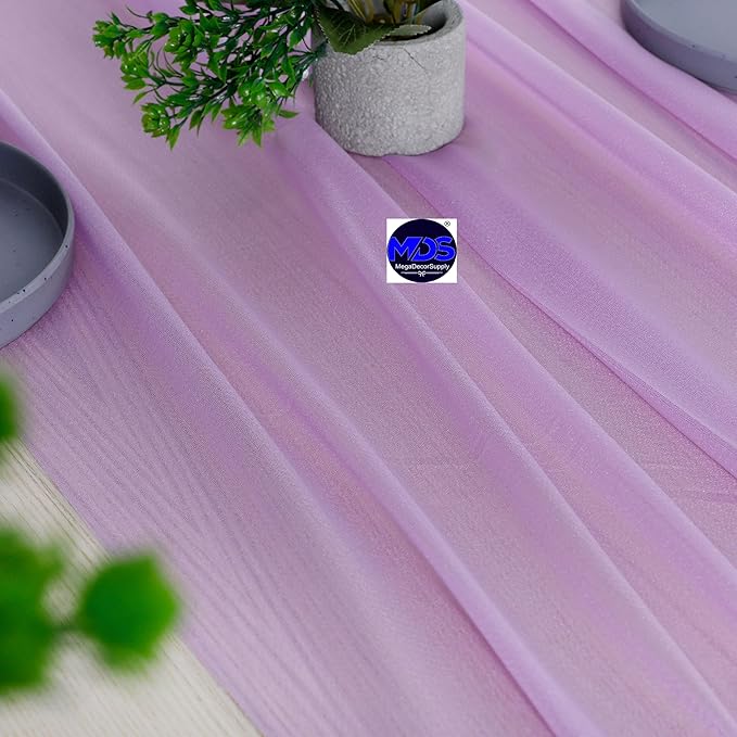 MDS 2 Pack 14ft Chiffon Table Runner 29 x 170 Inches Sheer Wedding Runner Romantic Rustic Table Runner for Wedding Decorations, Birthday Parties, Bridal Shower Party Arch Decor - Orchid