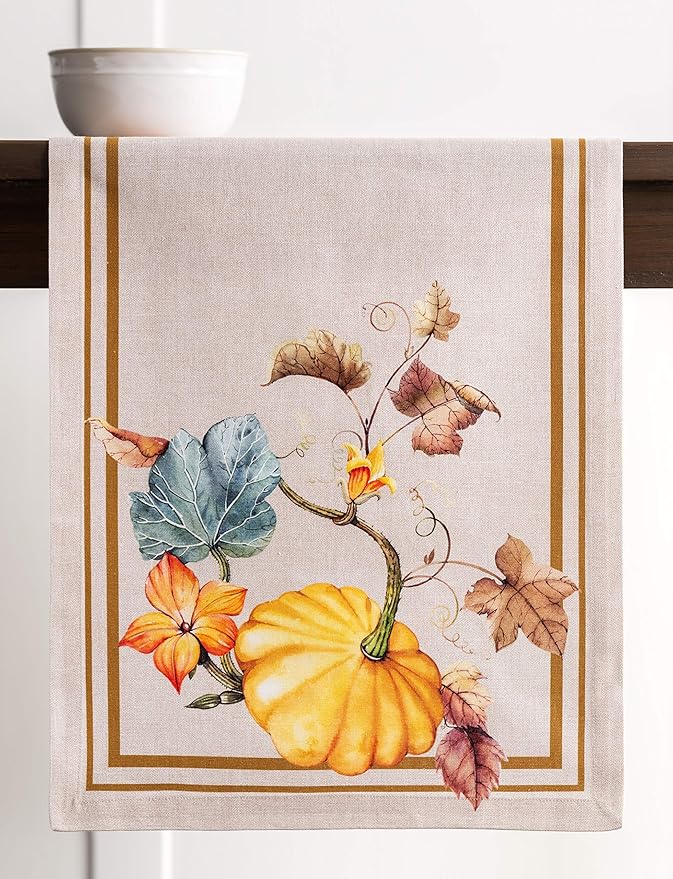 Maison d' Hermine Table Runner 100% Cotton Single Layer Table Runners 90 inches Long for Thanksgiving Christmas Decorations Home Kitchen Dining Party Wedding (Potiron, 14.5" x 90")