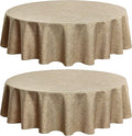 Fitable Faux Linen Round Tablecloths 60 Inch in Diameter - 2 Pack Faux Burlap Table Clothes for Kitchen, Dining Room, Party, Farmhouse, Outdoor (Great for 20"-48" Round Tables, Khaki)