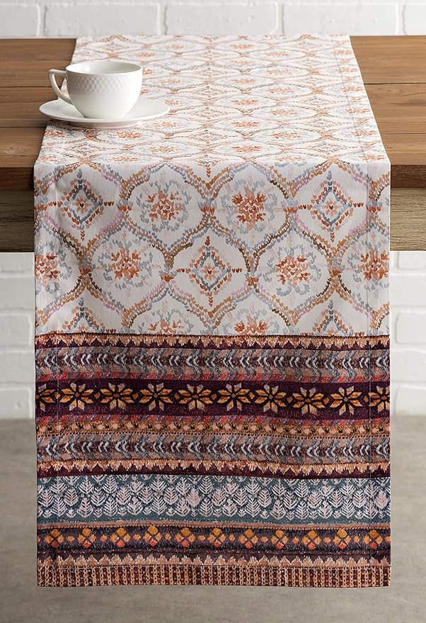 Maison d' Hermine Table Runner 100% Cotton Single Layer Table Runners 36 inches Long for Thanksgiving Christmas Decorations Home Kitchen Dining Party Wedding (Fair Isle, 14.5" x 36")