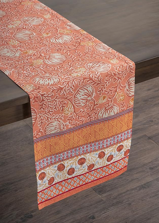 Maison d' Hermine Table Runner 100% Cotton Single Layer Table Runners 108 inches Long for Thanksgiving Christmas Decorations Home Kitchen Dining Party Wedding (Harvest Festival, 14.5" x 108")