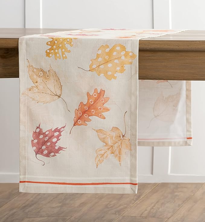 Maison d' Hermine Table Runner 100% Cotton Single Layer Table Runners 108 inches Long for Thanksgiving Christmas Decorations Home Kitchen Dining Party Wedding (Colours of Autumn, 14.5" x 108")