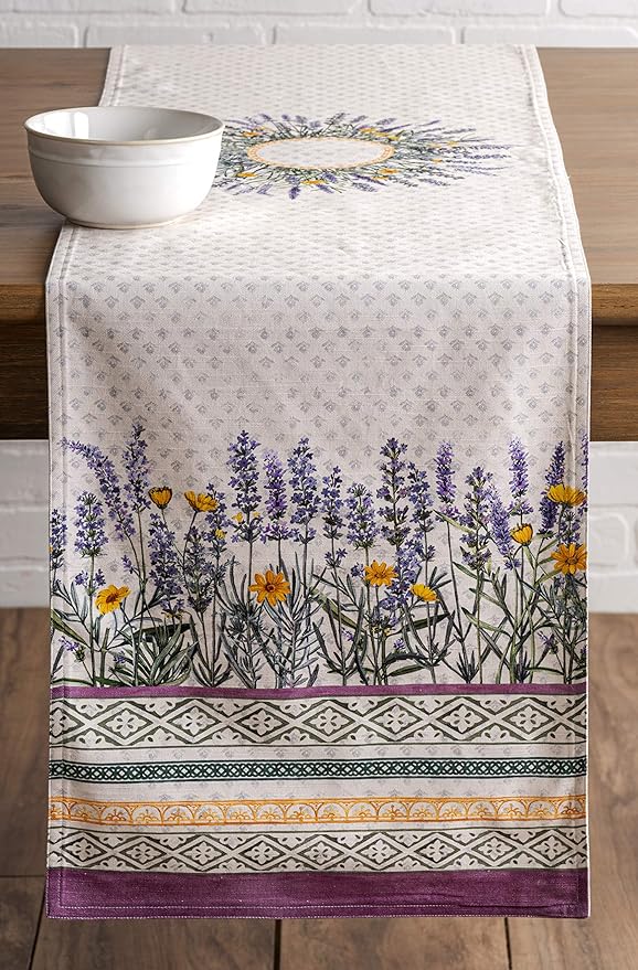 Maison d' Hermine Table Runner 100% Cotton Double Layer Table Runners 72 inches Long Decorative for Home Kitchen Dining Party Wedding Bridal Shower Spring Summer (Fanny Lavender, 14.50" x 72")