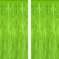 2 Pack Backdrop Curtains, 3.28 Feet x 7.05 Feet Grass Green Fringe Curtains, Metallic Tinsel Backdrop Foil Curtains Streamer, Party Supplies Party Decorations Photo Props