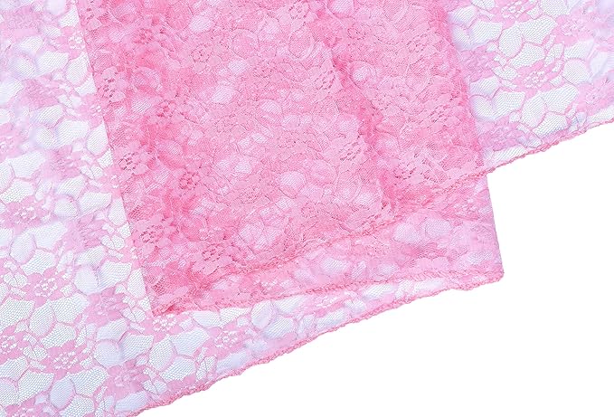 MDS Pack of 25 Wedding 12 x 108 inches Lace Table Runner for Wedding, Decorations for Birthday Parties, Banquets, Graduations, Engagements, and Runners fit Rectangle, Round Table- Pink