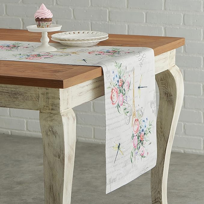 Maison d' Hermine Table Runner 100% Cotton Double Layer Table Runners 108 inches Long Decorative for Home Kitchen Dining Party Wedding Bridal Shower Spring Summer (Champ De Mars, 14.50" x 108")