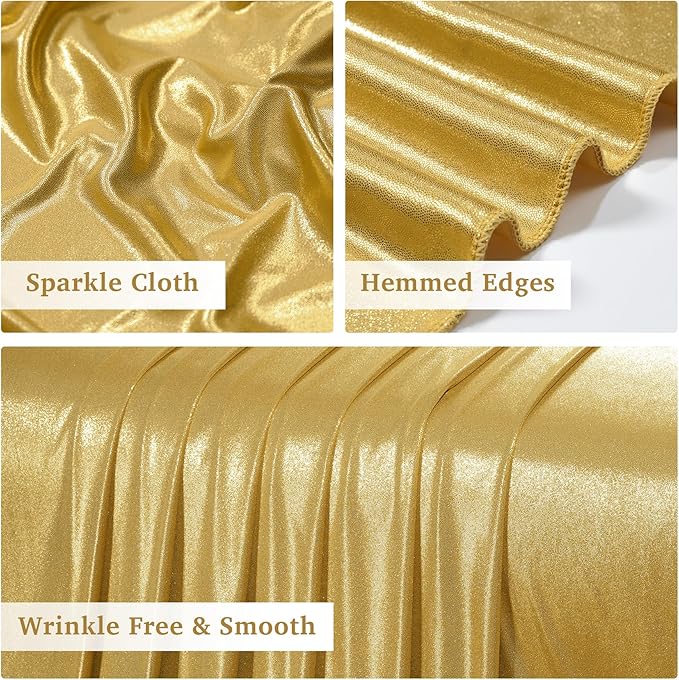 20ftx10ft Gold Sequin Backdrop Curtain for Parties, 4 Panels 5x10FT Shimmer Wrinkle Free Glitter Photo Backdrop Drapes Back Drop Cloth for Wedding Birthday Christmas Photography Background