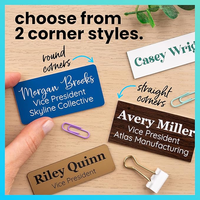 ExcelMark Custom Name Tag - Engraved Name Badge with Pin or Magnetic Backing, 16 Colors, 6 Fonts, and 2 Sizes to Choose from (Burgundy w/White Letters, 1"x 3")
