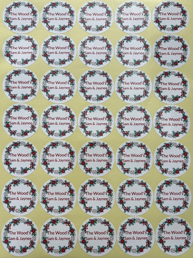 Custom Stickers for Weddings, Birthdays & Businesses - Personalized Labels with Your Logo - Waterproof, Fade and Heat Resistant - Pack of 100-1000 (Wreath F, 4 Inch)