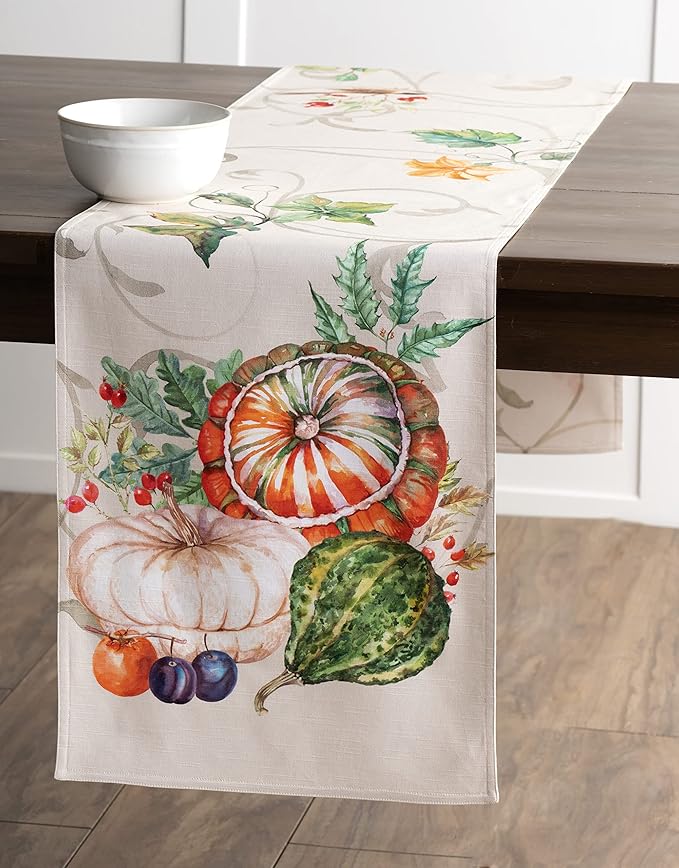 Maison d' Hermine Table Runner 100% Cotton Double Layer Table Runners 72 inches Long for Thanksgiving Christmas Decorations Home Kitchen Dining Party Wedding (Lumina, 14.5" x 72")