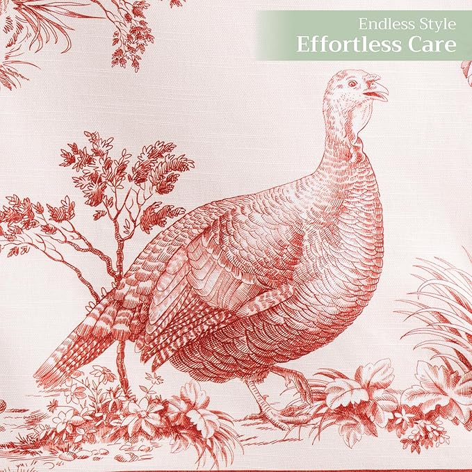 Maison d' Hermine Table Runner 100% Cotton Double Layer Table Runners 72 inches Long for Thanksgiving Christmas Decorations Home Kitchen Dining Party Wedding (Holy Jouy - Red, 14.5" x 72")
