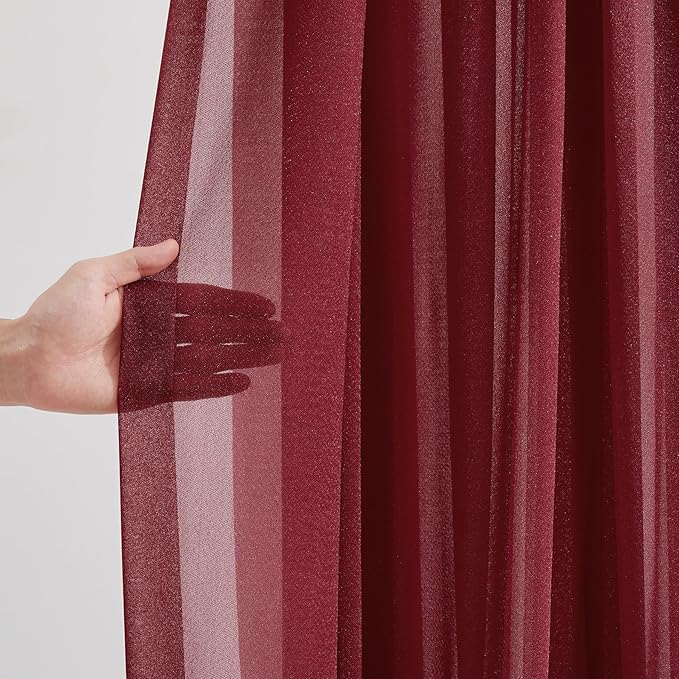 Burgundy Wedding Arch Draping Fabric 1 Panel 30'' x 20FT Burgundy Drapes Sheer Fabric Backdrop Curtains for Wedding Ceremony Birthday Party Bridal Shower Decoration