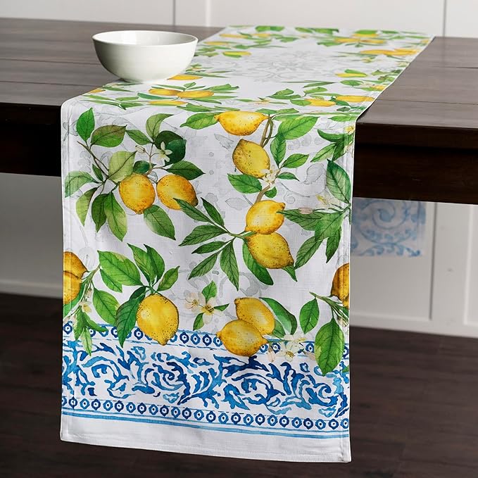 Maison d' Hermine Table Runner 100% Cotton Single Layer Table Runners 108 inches Long Decorative for Home Kitchen Dining Party Baby Shower Wedding Bridal Shower Spring Summer (Cedrat, 14.50" x 108")
