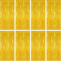 8 Pack 2025 Graduation Party Decorations, 3.28 FT x 7.05 FT Gold Backdrop, Metallic Graduation Photo Backdrop Grad Foil Curtains Party Streamer, Class of 2025 Decorations Grad Decor