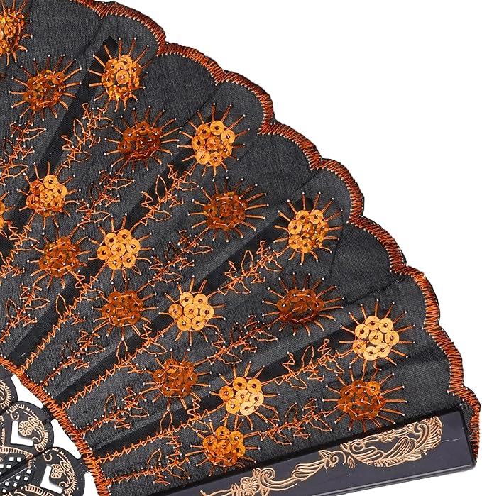 QIRMIZI 30 Pack Fabric Folding Handheld Fans, Perfect for Weddings, Parties, and Dancing,Orange