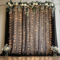 Fomcet Black Tulle Backdrop Curtains with Lights String 10FT X 8FT Sheer Curtain with Lights Tulle Curtains Backdrop for Wedding Birthday Party Baby Shower Photo Shoot (2 Panels 5x8FT)
