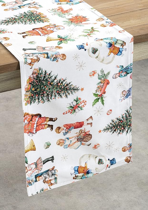 Maison d' Hermine Table Runner 100% Cotton Double Layer Table Runners 108 inches Long for Thanksgiving Christmas Decorations Home Kitchen Dining Party Wedding (Chromo, 14.5" x 108")