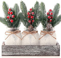Christmas Centerpieces for Tables, Table Decor with Mason Jar, Flowers Picks, Farmhouse Wood Tray, Christmas Winter Table Decorations Centerpieces, Xmas Holiday, Kitchen, Room, Dining Decor