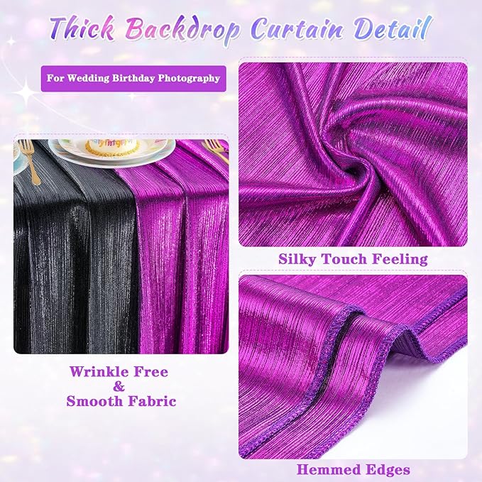 Back Drop Curtains for Parties 9.6x8FT Purple Background Drapes Shimmer Photo Photography for Hallween Ceremony Home Decorations(2 Panels 4.8x8FT)