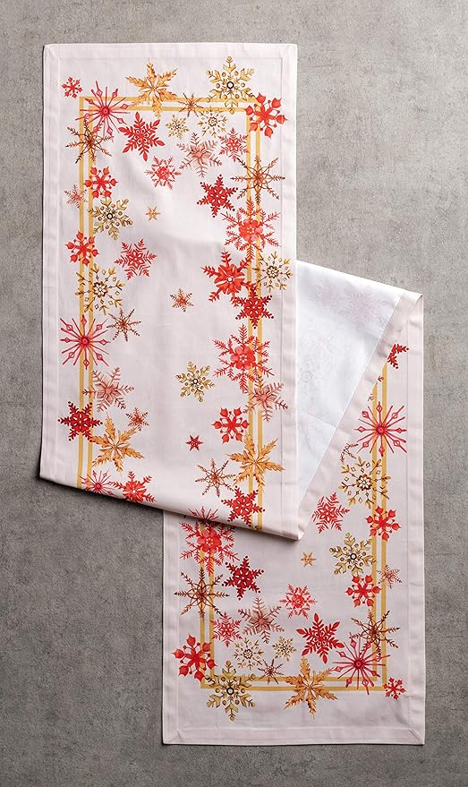Maison d' Hermine Table Runner 100% Cotton Single Layer Table Runners 60 inches Long for Thanksgiving Christmas Decorations Home Kitchen Dining Party Wedding (Crystal Star, 14.5" x 60")
